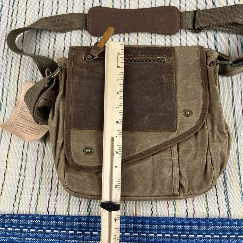 NEW Vere Gloria Crossbody Handbag Leather Canvas Brown Womens Boho Gorpcore